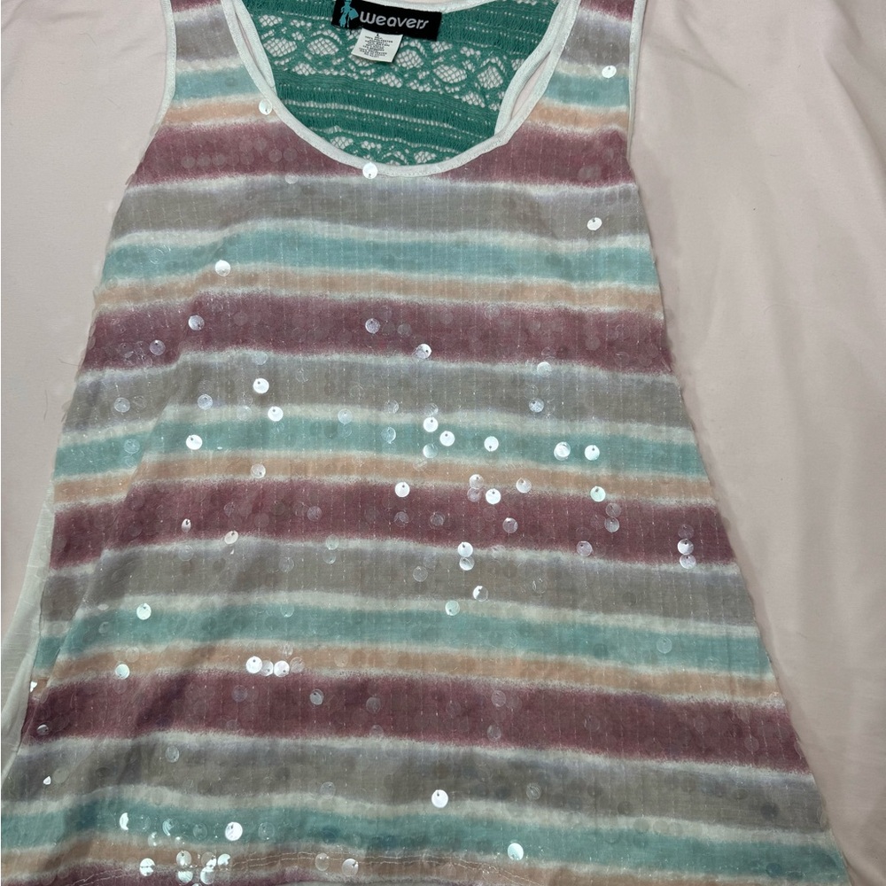 Weavers Teal Lace Top